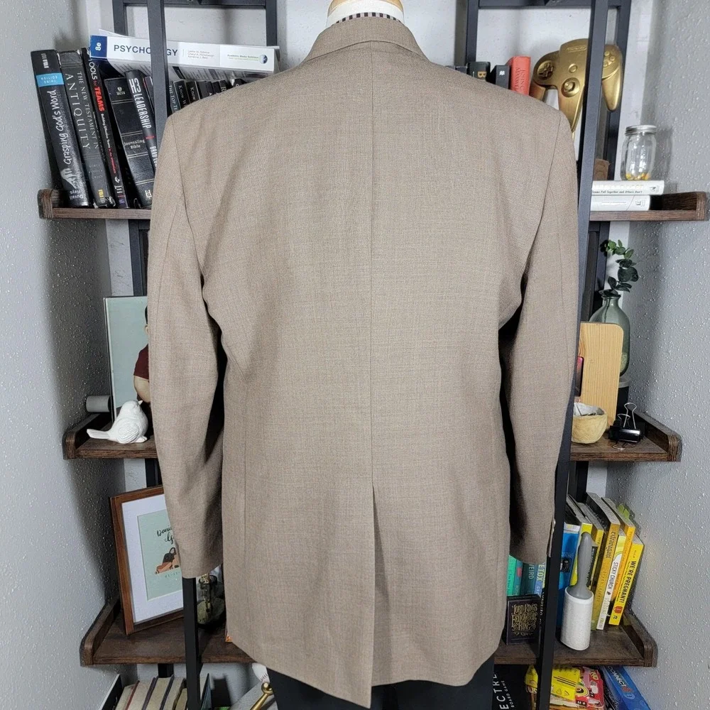 VTG Stafford Men's Sport Coat Blazer Two Button Brown Poly Wool Blend Size 44L‎